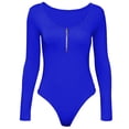 thumbnail image 6 of Plus Size Skinny Solid Color Scoop Neck Long Sleeve Bodysuit,Women's Open Crotch Bodysuit Zipper Bottom Jumpsuit Bodysuits, 6 of 6
