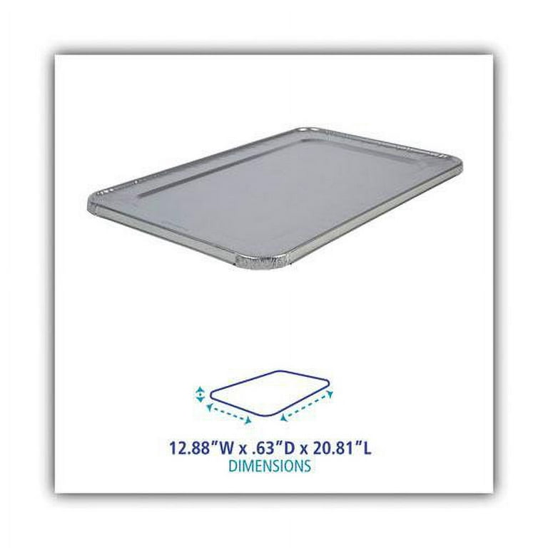 Aluminum Steam Table Pan Lids, Fits Full-Size Pan, Deep,12.88 x 20.81 x 0.63, 50/Carton Aluminum Steam Table Pan Lids, Fits Full-Size Pan, Deep,12.88 x 20.81 x 0.63, 50/Carton