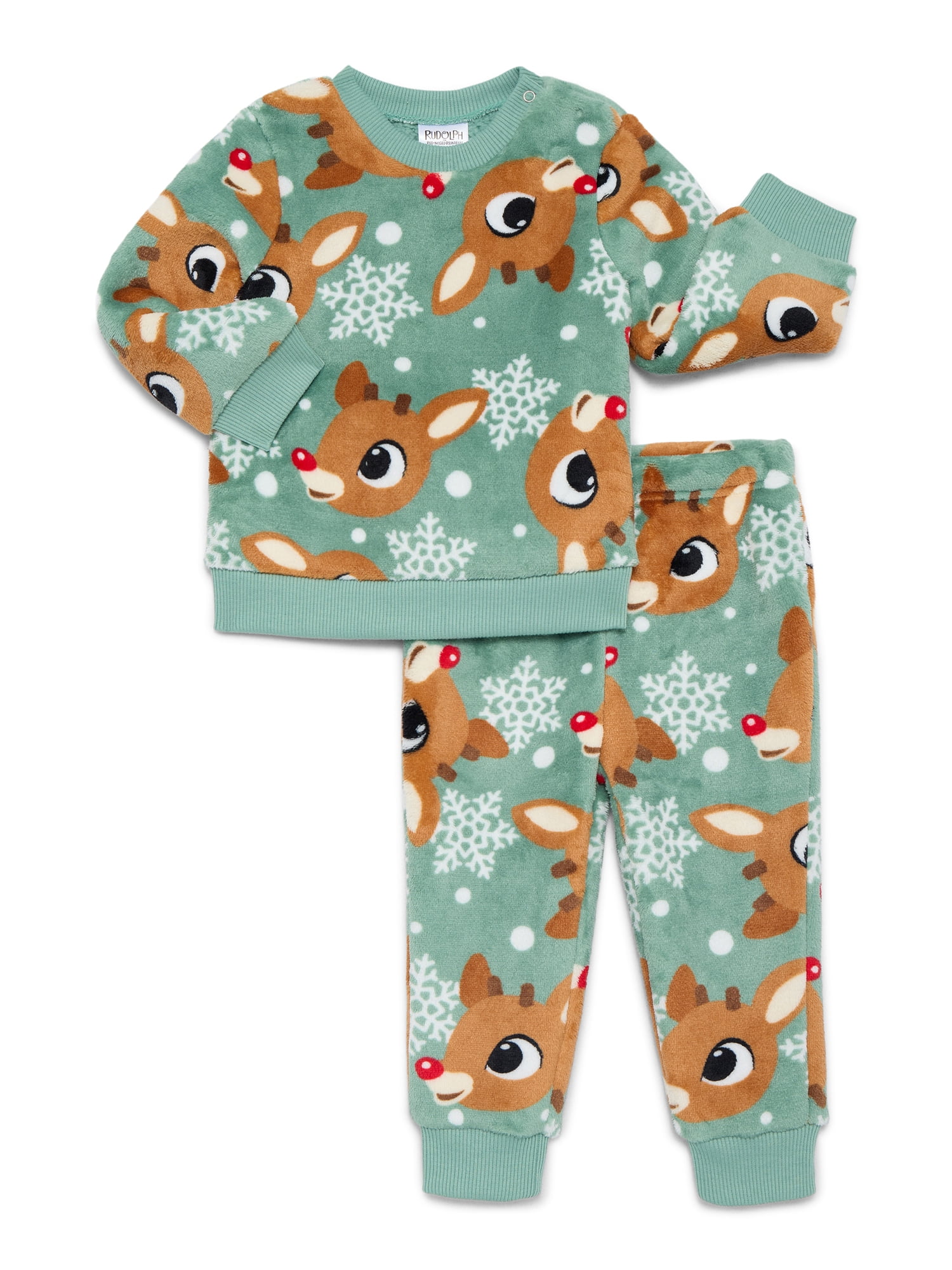 Rudolph the Red-Nosed Reindeer Toddler Boys or Girls Plush Printed Sweatshirt and Jogger Pants Set, 2-Piece, Sizes 12M-5T