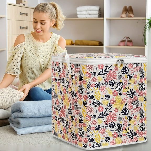 Kbndieu 100L Clothes Storage Bags, Large Closet Organizers and Storage, Foldable Clothes Storage Bins with Lids, Storage Containers for Blanket, Comforter, Pillow, Bedding