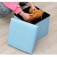 thumbnail image 4 of 15" Collapsible Storage Ottomans, Square Space-Saving Storage Stool, Brown, 4 of 7
