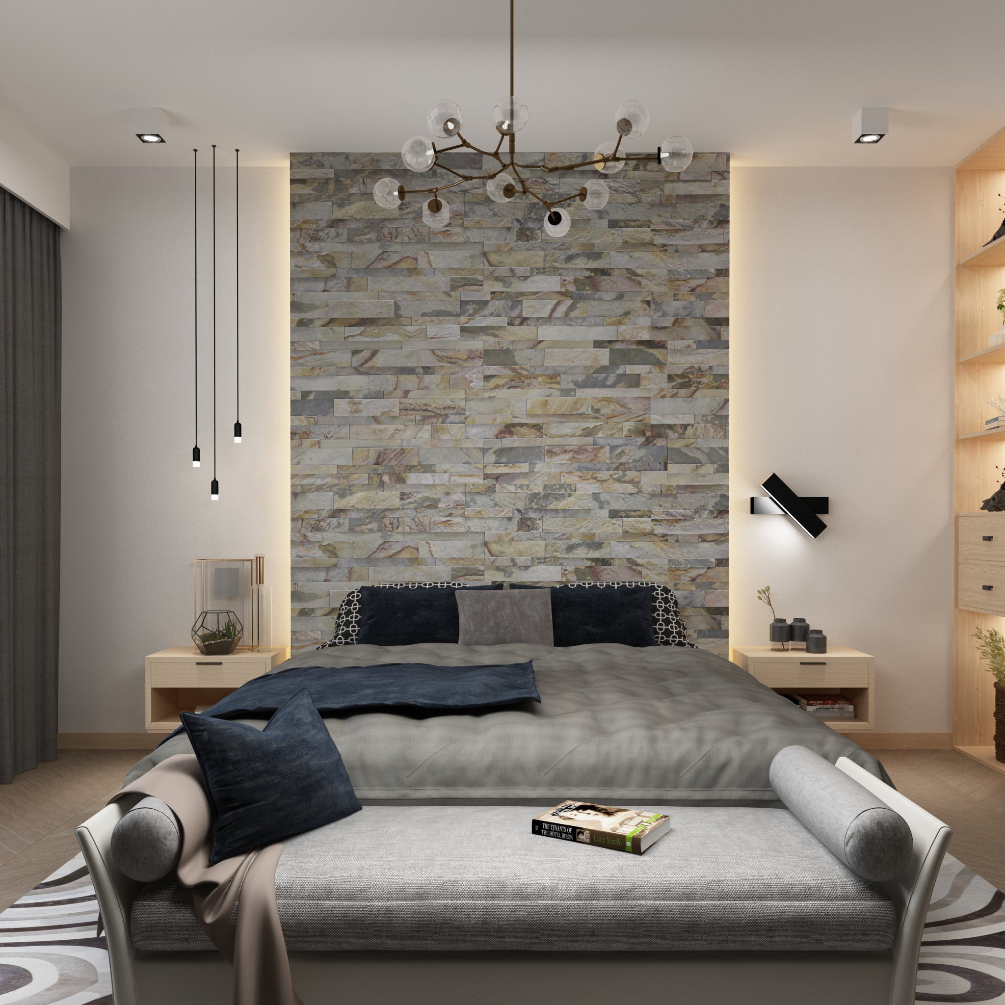 Indian Autumn - Self-Adhesive 3D Peel & Stick Stacked Natural Stone Tiles [Pack of 10]