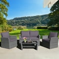 thumbnail image 1 of Gymax 4PCS Patio Rattan Conversation Set Outdoor Furniture Set w/ Grey Cushions, 1 of 10