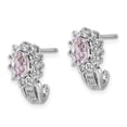 thumbnail image 2 of Sterling Silver Diamond & Oval Pink Quartz Earrings, 2 of 3