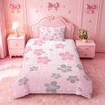 thumbnail image 2 of meiyoeat pink Kawaii Floral Twin Duvet Cover,Gray Cute Flowers Twin Bedding,Reversible,2pcs,1 Duvet Cover and 1 Pillowcase, 2 of 6