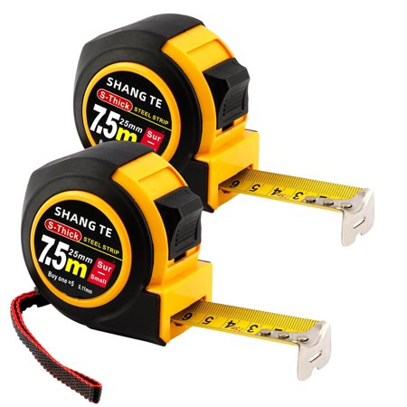 Gimsan 2 Pack Tape Measure 25mm 7.5m, 25ft Steel Self-Locking Tape Measure, Retractable Steel Tape Measure with Fractions, Imperial/Metric Tape Measure, Craftsman Tools Engineers