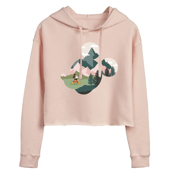 Disney - Mickey Head Nature Fill - Juniors Cropped Pullover Hoodie