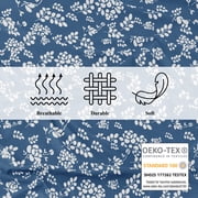 Lux Decor King Microfiber Bed Sheets - 4 Piece Floral Sheet Set, Soft Breathable Bedding, Wrinlkle Resistant, OEKO-TEX Certified, Navy Blue