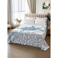 thumbnail image 2 of Blue Turtle Coastal Twim XL Size Flat Sheet, Wrinkleproof & Fadeproof Cooling Flat Bed Sheet Only, Summer Beach Nautical Coral Breathable Soft Bedding Top Sheets 66 x 102 Inches, 2 of 8
