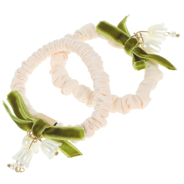 2 Pcs Attaches de Cheveux Convallaria Bandes Extensibles pour Queue de Cheval Élastiques Chouchous à Fleurs