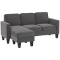 thumbnail image 1 of HOMCOM Sectional Sofa, L Shaped Couch with Changeable Chaise, Dark Grey, 1 of 10