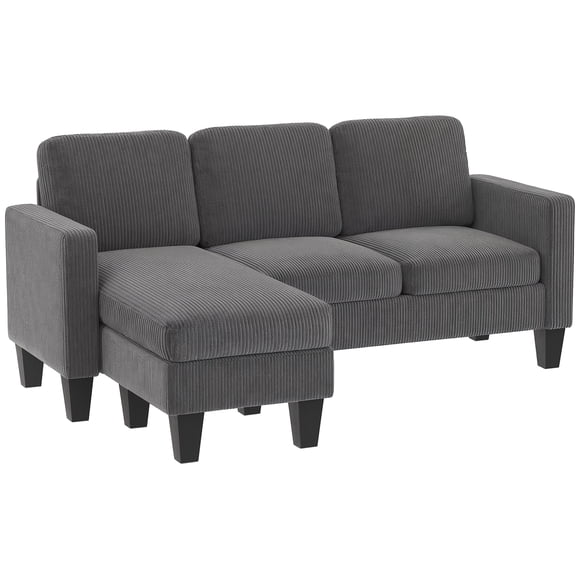 HOMCOM Sectional Sofa, L Shaped Couch with Changeable Chaise, Dark Grey