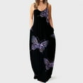 thumbnail image 1 of SMihono Robe Maxi Bohème d'Été pour Femmes Grande Taille Mode Femme Bretelles Taille Mi-Haute Col en V Sans Manches Rayée Imprimée Robe Longue de Plage, 1 of 5