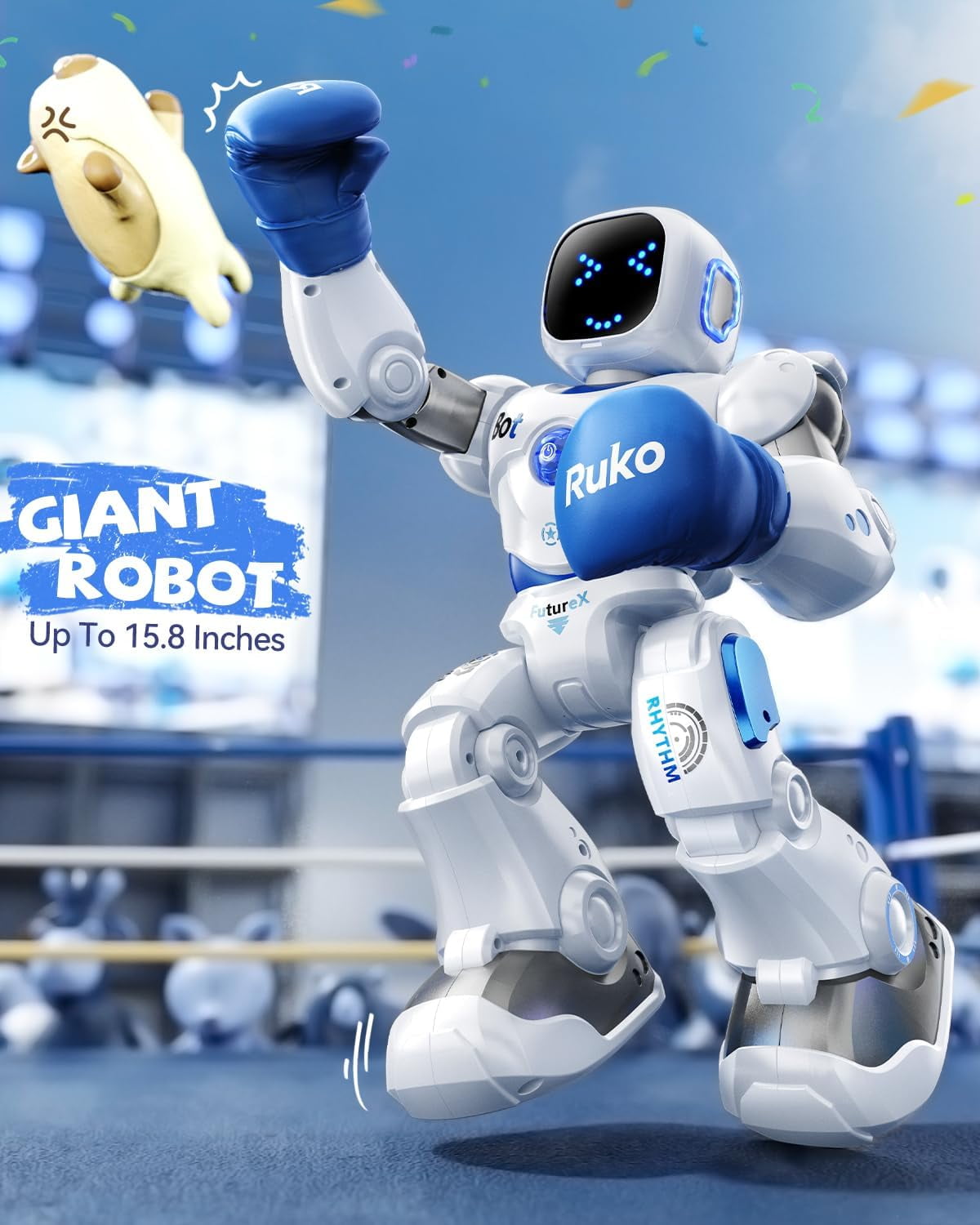 Ruko 1088 Smart Robots for Kids, Large Programmable Interactive RC Robot with Voice Control, APP Control, Present for 4-9 Years Old Kids Boys and Girls, Blue