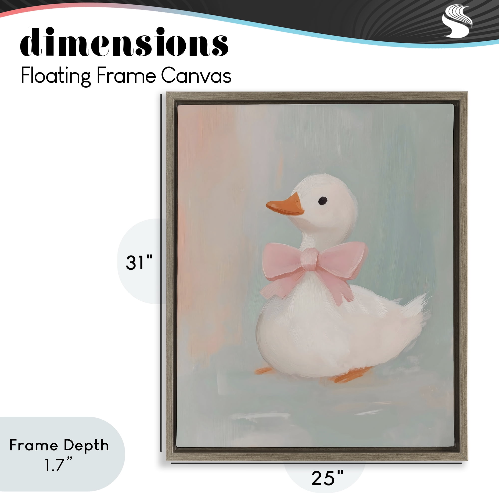 Stupell Industries Duckling Portrait with Bow Brown Framed Floater Canvas Wall Art, design by The Prints Vibe