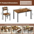 thumbnail image 6 of Baxluxe  4-person dining table and chair set, farmhouse-style kitchen dining table set, solid wood tabletop dining table, comes with 4 backrest chairs, vintage brown., 6 of 6