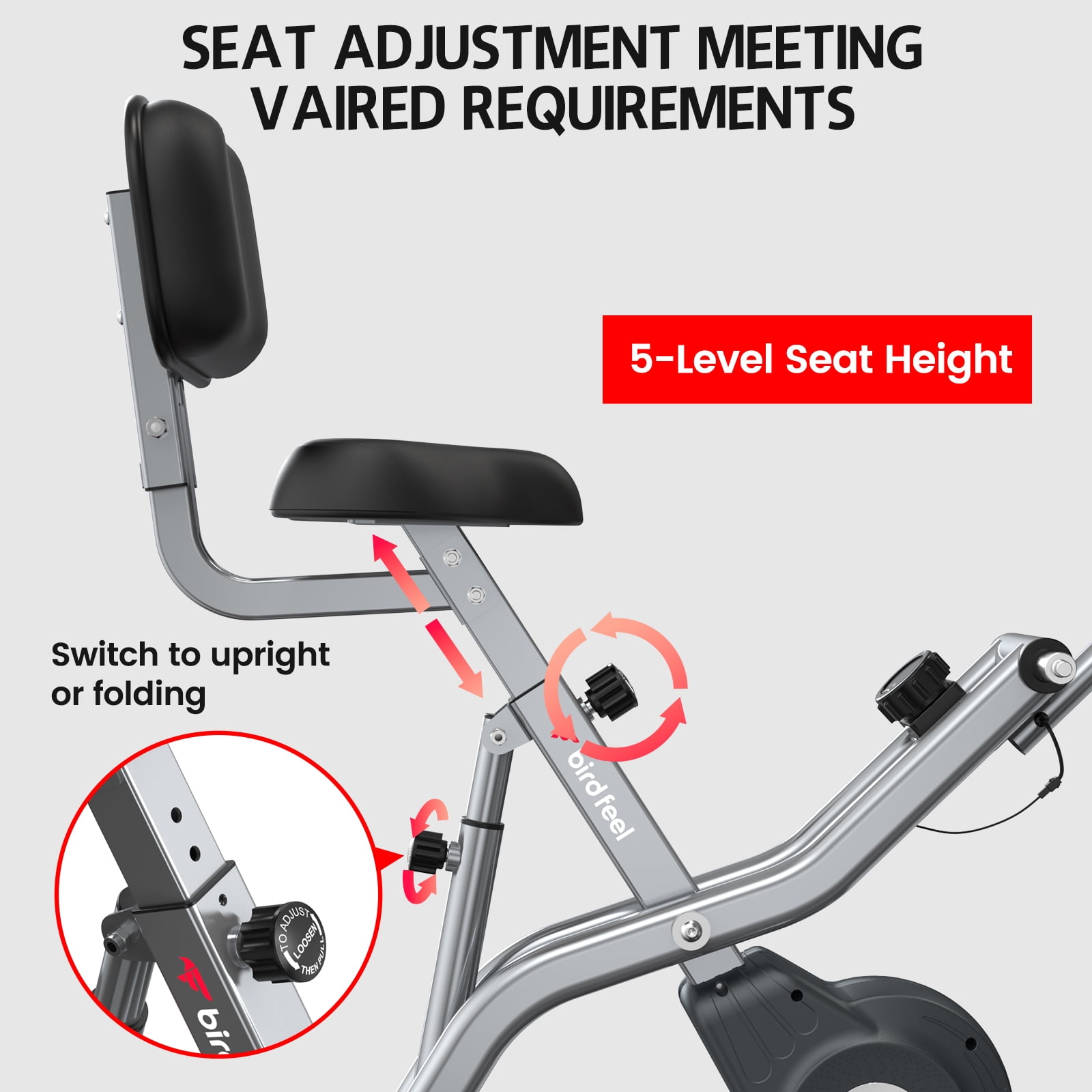 LNOW Elliptical Exercise Machine Foldable Exercise Bike with Arm Exerciser Indoor Cycling Bike Magnetic Stationary Bike 300lbs