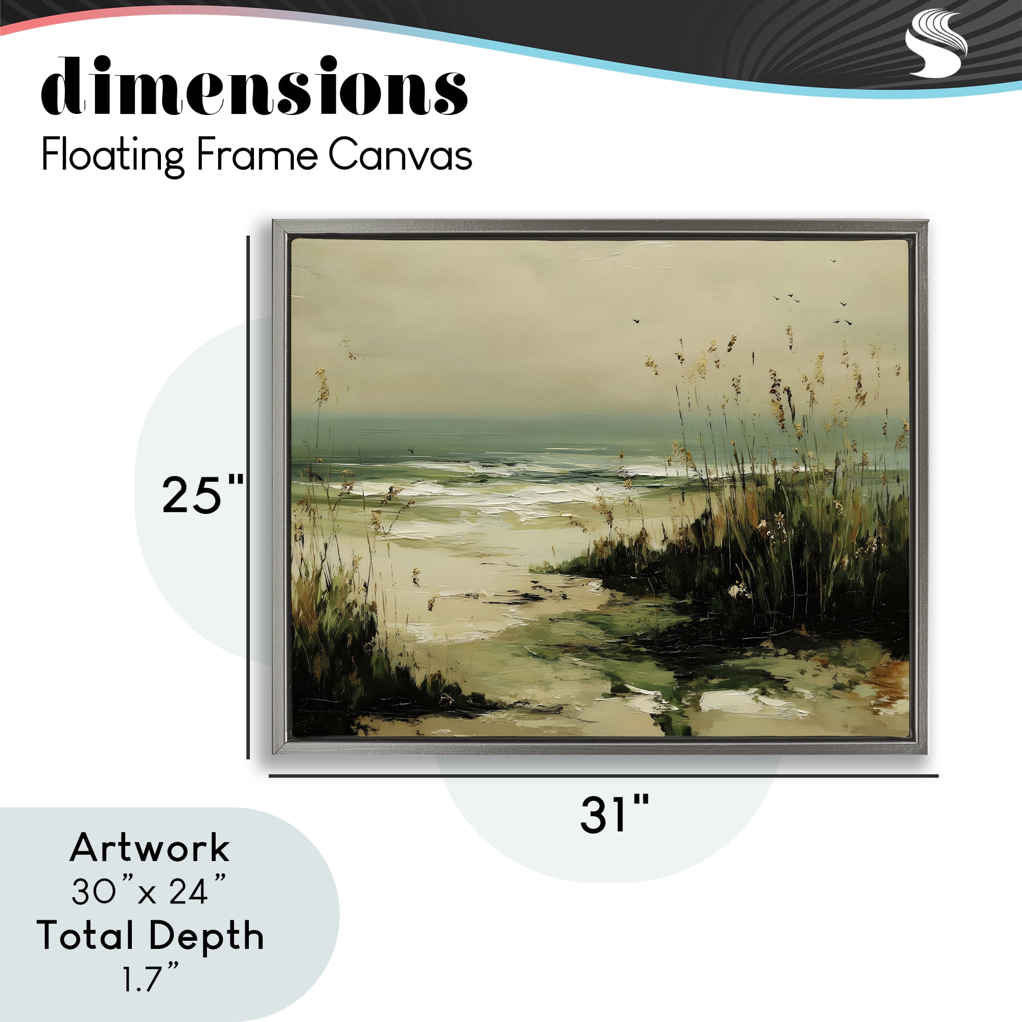 Stupell Industries Sea Oats on the Beach Gray Framed Floater Canvas Wall Art, design by Franklyn Gregory