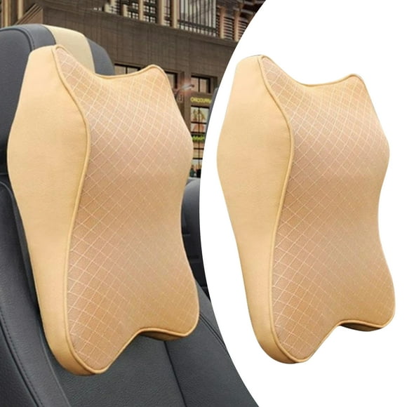 Ximing Car Neck Cushion Neck Headrest Cushion Neck Rest Cushion Memory Foam Soft Breathable Seat Headrest Pad for Office Car SUV Most Seats - Beige L
