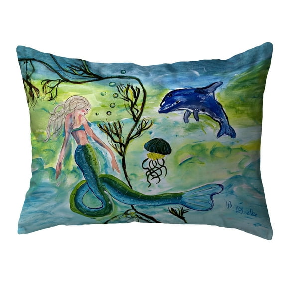 Betsy Drake KS1189 11 x 14 in. Mermaid & Jellyfish Noncorded Pillow, Small