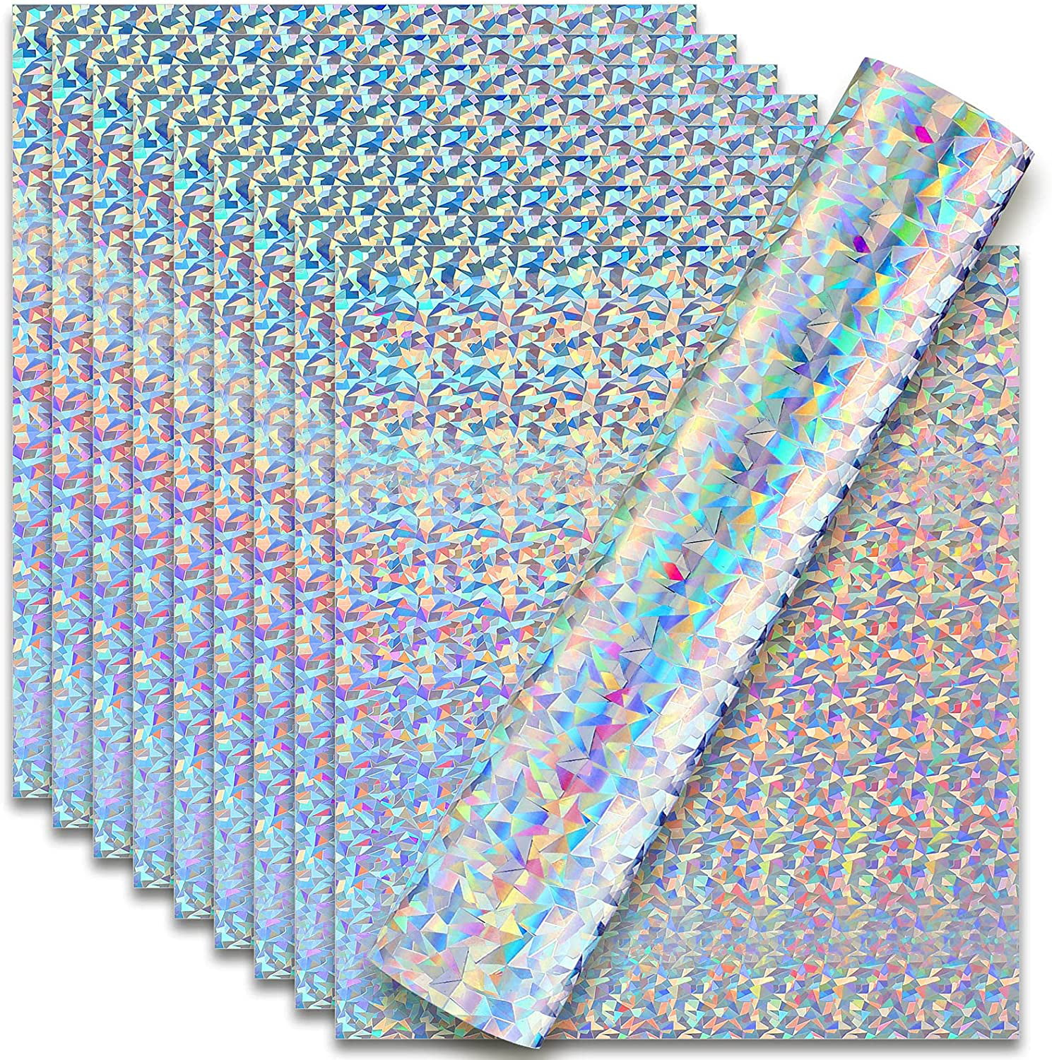 10 Pieces Holographic Heat Transfer Vinyl Iron-on Holographic HTV Sheets 