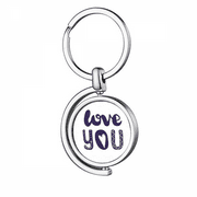 Love You Cute Quote Handwrite Style Rotating Keychain Metal Keyring Holder