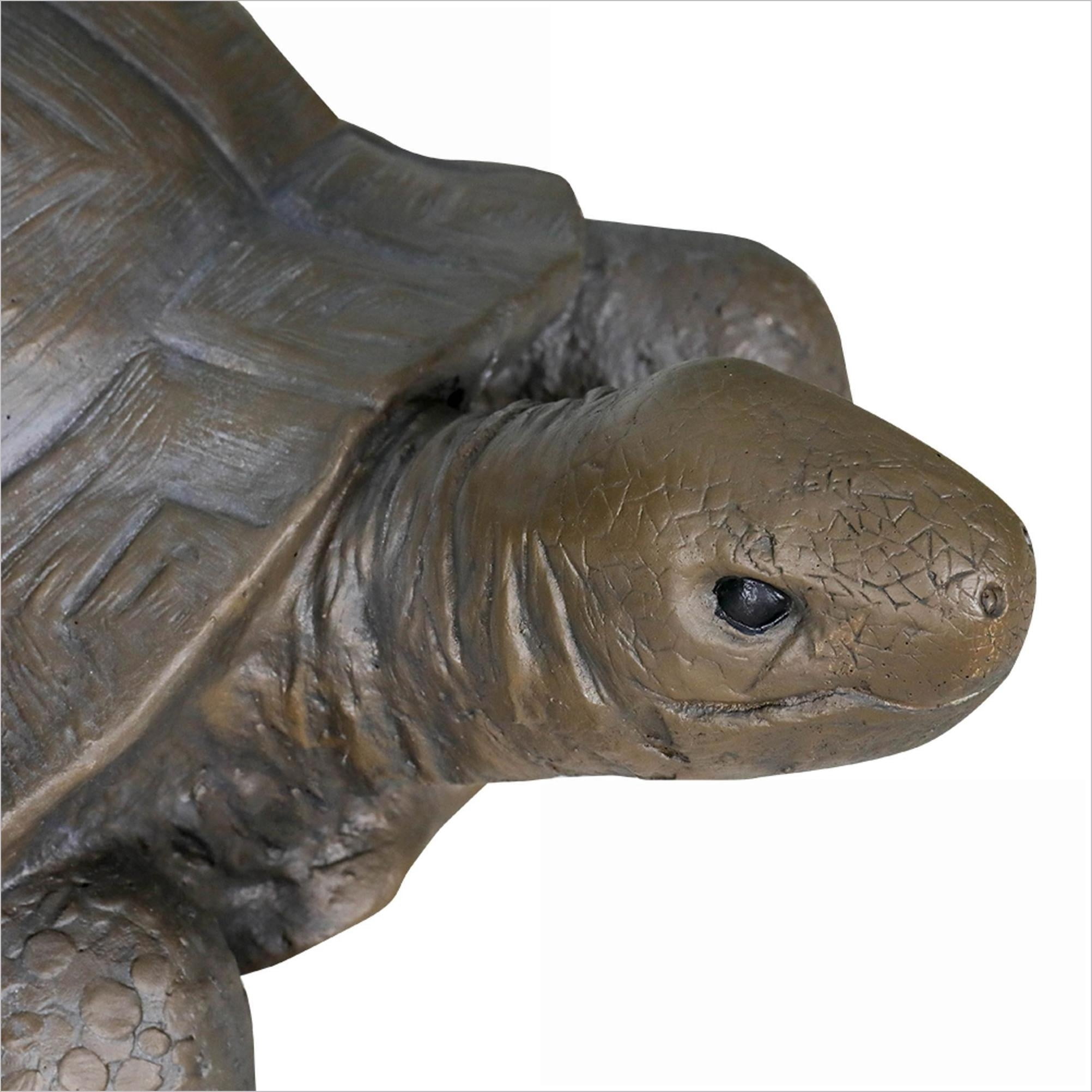 Garden Statues | Large Turtle Outdoor Sculpture, Charcoal Gray, Weather Resistant for Garden Patio Lawn | Concrete Cement | Brown