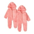 thumbnail image 1 of Kovlvoll 2pc Newborn Baby Clothes Fuzzy Fleece Rompers Zipper Hooded Long Sleeve Solid Color Keep Warm Infant Jumpsuit, 1 of 7