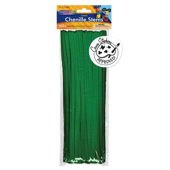 Creativity Street Jumbo Stems Dark Green 12"" x 6 mm 100 Pieces