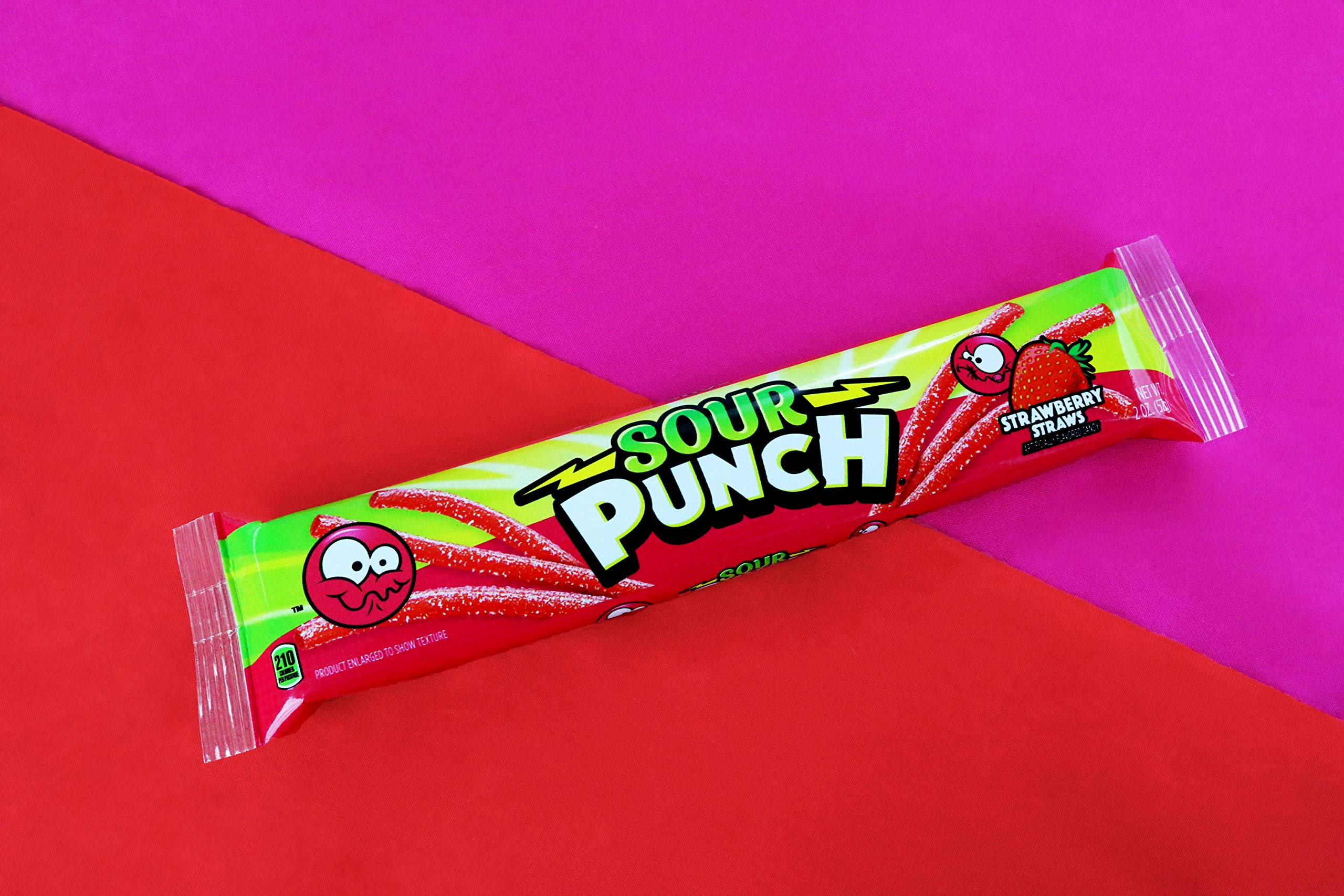 Sour Punch Straws Chewy Ypf5 Candy Strawberry Flavored Sour Candy 2oz Tray 24 Pack 4428