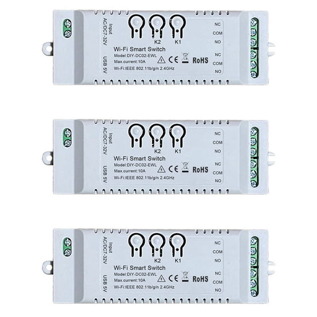 3X 2CH WiFi Smart Switch DIY Timer APP 7-32V USB 5V 2.4G WiFi Home Automation Module for Home IFTT