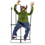 Haunted Hill Farm 4.4 ft Voice-Sensor Impaled Zombie Halloween Animatronic, HHIMPZOMB-1FLSA