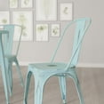 thumbnail image 3 of Merrick Lane Indoor/Outdoor Green-Blue Stacking Metal Dining Chair with Single Slat Back and Distressed Powder Coated Finish, 3 of 13
