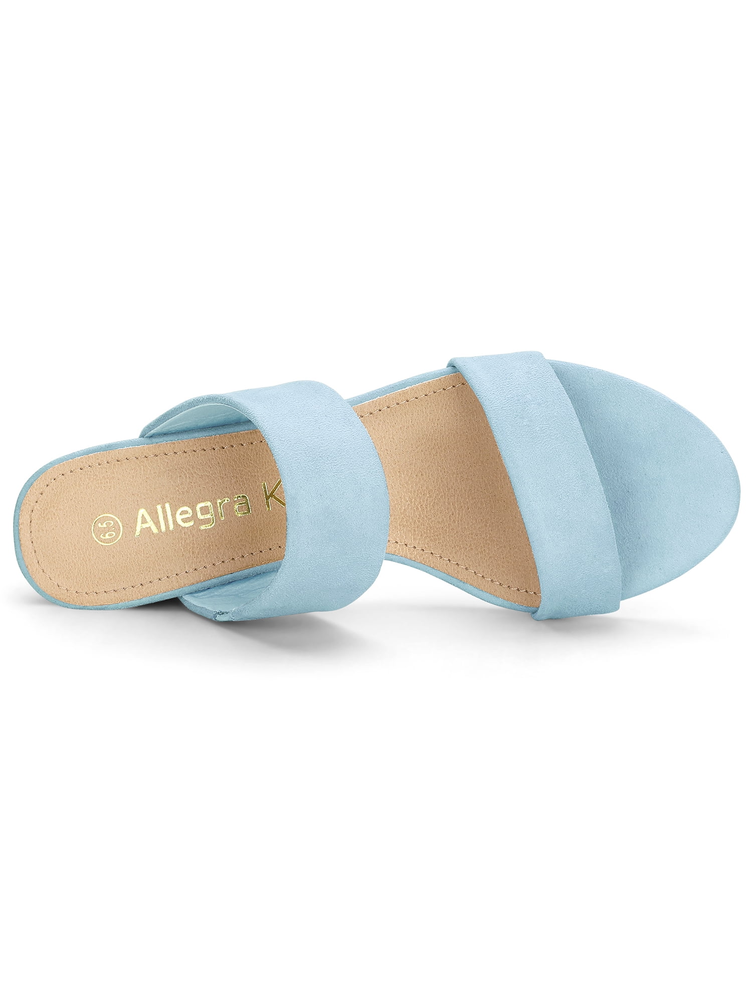 DARING DIVA Stylish Women's Block Heel Dual Straps Slide Sandals 6 Sky Blue