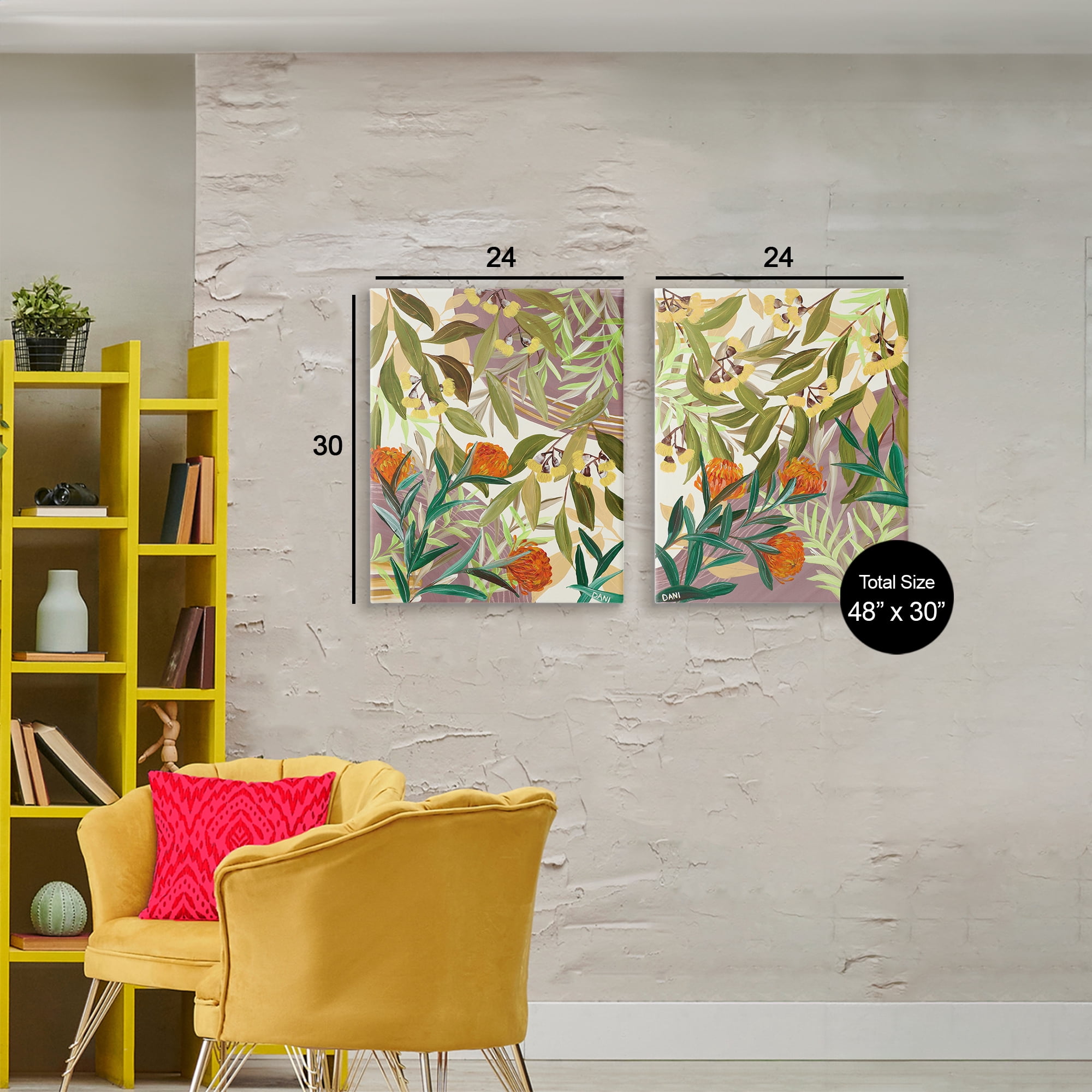 Stupell Industries Walk With Me Botanicals 2 Piece Canvas Wall Art Set, design by Dani Heyward