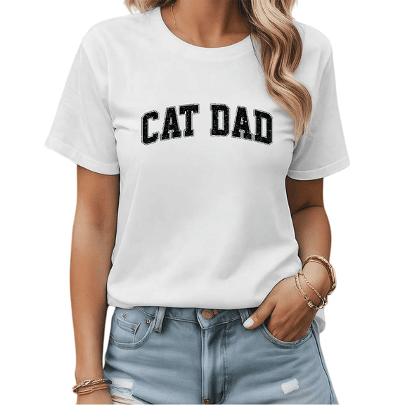White Cat Dad Graphic Print Tshirt Graphic Tees Casual Shirts S-5XL Modern Tops
