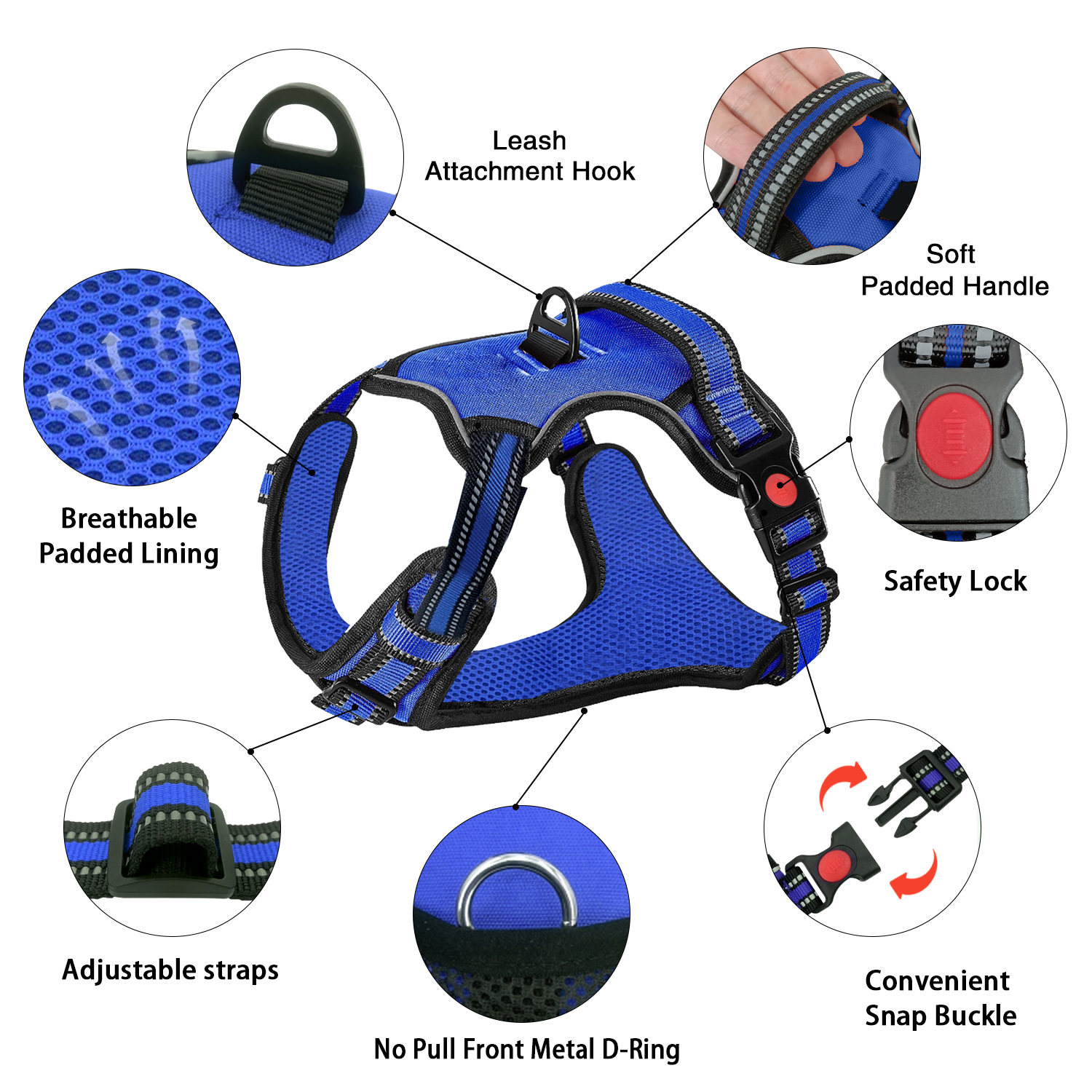 Astarin No-Pull Dog Harness, Small, Blue photo 2