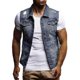 thumbnail image 1 of Denim Vest Men Lapel Sleeveless Slim Fit Casual Jean Vest3XL, 1 of 4