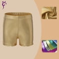 thumbnail image 2 of CPNG Girls Metallic Shorts Sparkly Shiny Hot Shorts Dance Athletic Shorts Elastic High Waist Yoga Gymnastic Shorts(Gold,3-4 Years), 2 of 4