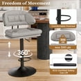 thumbnail image 5 of Hawsaiy Modern Bar Stools Set of 2, Ergonomic Double-Layer Upholstered Bar Stools with Back, Adjustable Swivel Barstools for Kitchen Island, Gray, 5 of 11