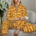 thumbnail image 6 of Yiaed Hot Dogs Print Pajamas Women's Long Sleeve Sleepwear Soft Button Down Loungewear Pjs Lounge Set Nightwear Womens Pajama Pants-XX-Large, 6 of 7