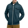 thumbnail image 7 of KeShDi Jacket Men's Fleece Solid Color Long-sleeve Hooded Pocket Drawstring Top Coat Navy 2X, 7 of 7
