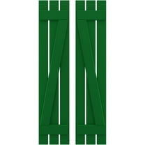 Ekena Millwork 11 1/2"W x 73"H Americraft Three Board (2 Batten) Exterior Real Wood Spaced Board-n-Batten Shutters w/ Z-Bar (Per Pair), Viridian Green