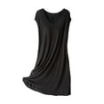 thumbnail image 3 of Wdfiry Women V Neck Pajama Dress Solid Color Sleeveless Tank Nightgowns Soft Modal Sleepshirt Casual Homewear Nightdress With Chest Cushion, 3 of 5