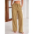 thumbnail image 3 of Pantalones de pijama PRETTYGARDEN para mujer, pierna ancha, algodón a rayas, 3 of 9