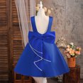 thumbnail image 2 of Girls Formal Dress Bowknot Faux-Pearls Trim Wedding Party Birthday Dresses Sleeveless Princess Prom Ball Gown (9 Years, Blue), 2 of 8