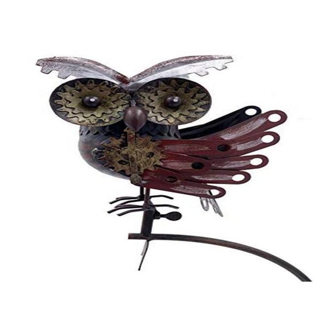 Esschert Design Steampunk Owl in Flight Rocker Outdoor Yard Metal Statue
