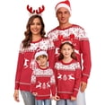 thumbnail image 1 of Totatuit Chandail de Noël Assorti pour la Famille Col Rond Rennes Flocons de Neige Chandail Tricoté Laid pour Hommes Femmes, 1 of 6