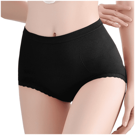 Fulorrnie Underwear for Women Plus Size High Waist Seamless Panties Waistband Band Stretchable Comfort Panty  Black  One Size