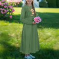 thumbnail image 3 of DISNIMO Green Christmas Reindeer Dress with Pockets and Sleeves for Kids Long Sleeve Dresses for Girls 9-10 Long Sleeve Dress for Kids Fall Midi Dress with Sleeves Girls Dress Crew Neck, 3 of 7